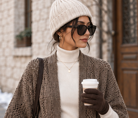 Trikona Siena Vizon Ajurlu Oversize Triko Hırka